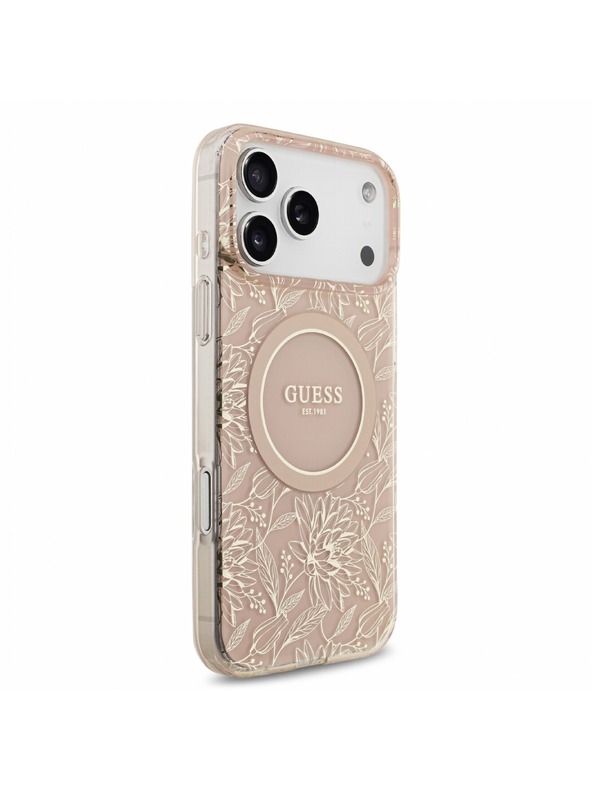 Guess Guess IML Flowers Allover Remen MagSafe Stražnji poklopac za iPhone 18 Pro Max Pink