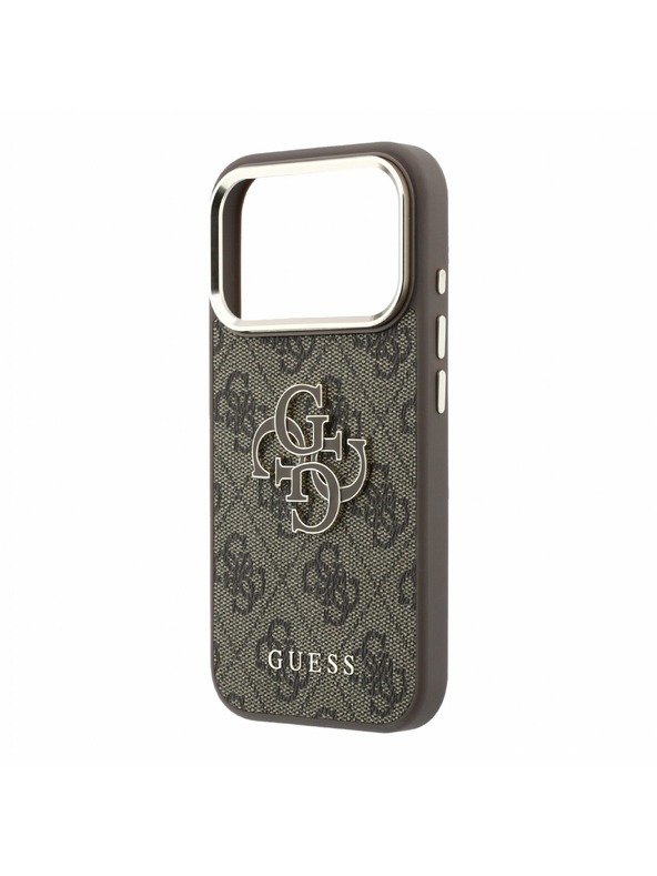 Guess Guess PU 4G Resin Metal Logo Stražnji poklopac za iPhone 18 Pro Max Brown