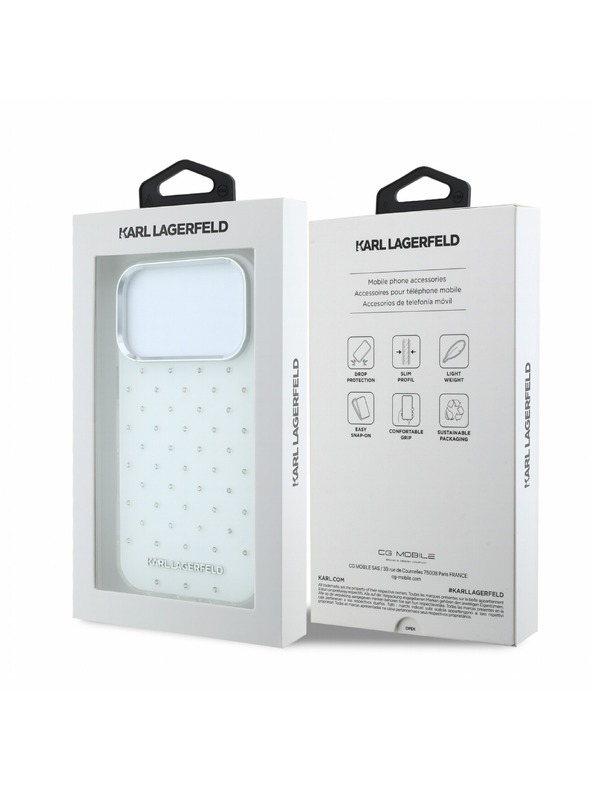 Karl Lagerfeld Karl Lagerfeld IML Rhinestones Allover Magsafe Stražnji poklopac za iPhone 18 Pro Max White