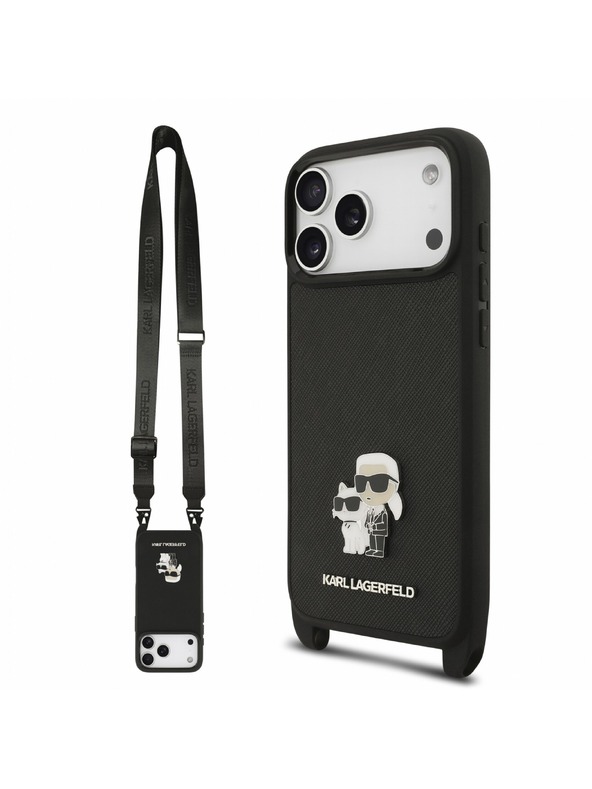 Karl Lagerfeld Karl Lagerfeld Saffiano Crossbody Remen Karl and Choupette Poklopac za iPhone 18 Pro Max Black