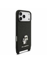 Karl Lagerfeld Karl Lagerfeld Saffiano Crossbody Remen Karl and Choupette Poklopac za iPhone 18 Pro Max Black