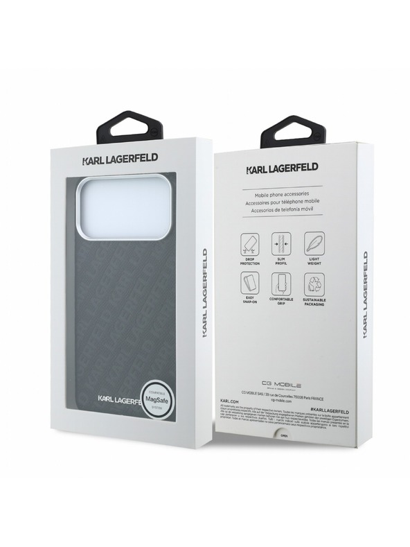 Karl Lagerfeld Karl Lagerfeld PU Grained Allover Semi Wrap Magsafe Stražnji poklopac za iPhone 18 Pro Max Black