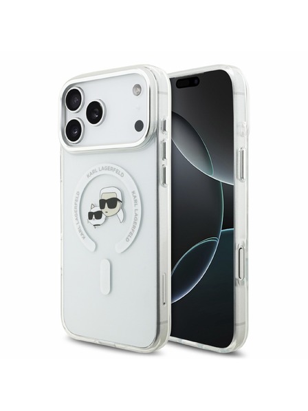 Karl Lagerfeld Karl Lagerfeld IML K&CH Heads Metal Frame MagSafe Stražnji poklopac za iPhone 18 Pro Max White