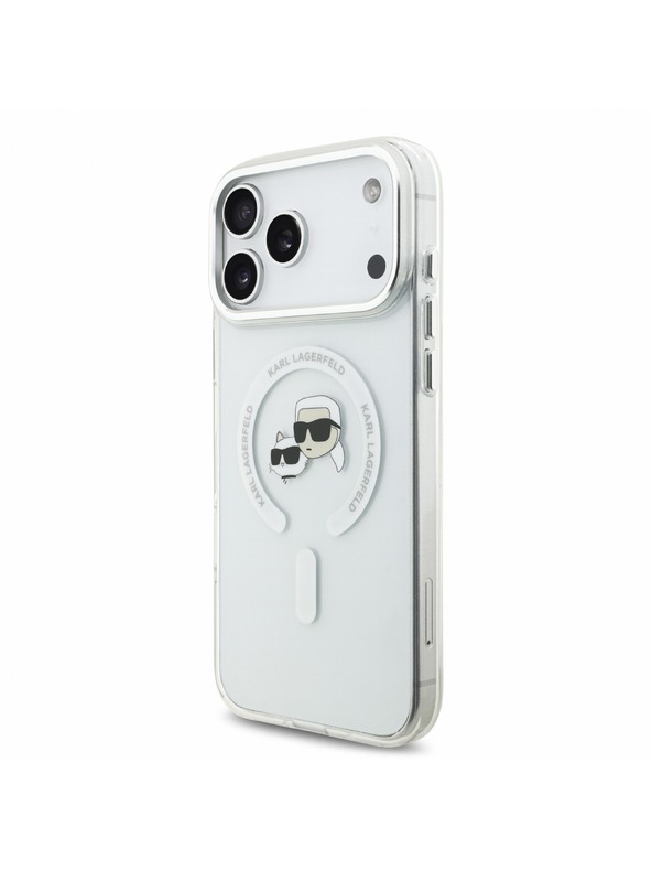 Karl Lagerfeld Karl Lagerfeld IML K&CH Heads Metal Frame MagSafe Stražnji poklopac za iPhone 18 Pro Max White