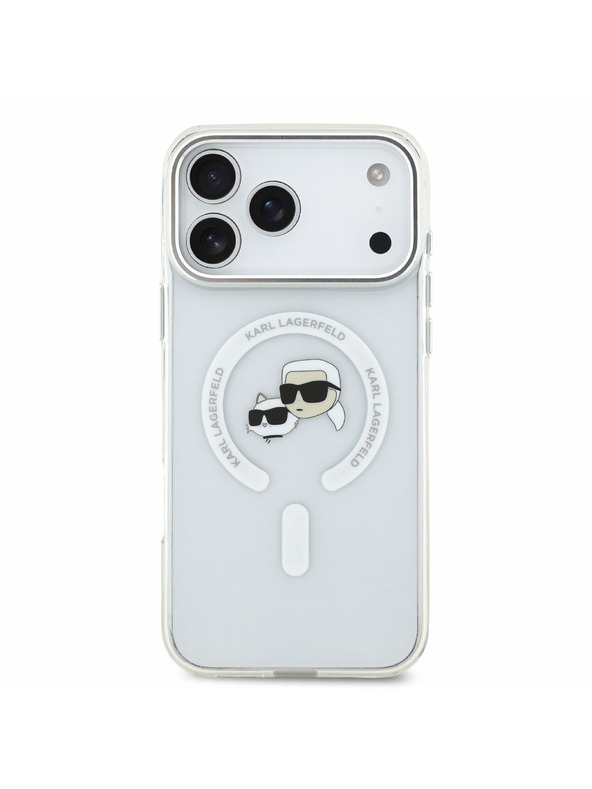 Karl Lagerfeld Karl Lagerfeld IML K&CH Heads Metal Frame MagSafe Stražnji poklopac za iPhone 18 Pro Max White