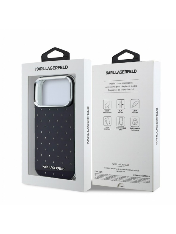 Karl Lagerfeld Karl Lagerfeld IML Rhinestones Allover Magsafe Stražnji poklopac za iPhone 18 Pro Max Black