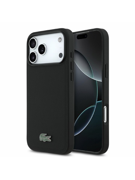Lacoste Lacoste PVC Iconic Petit Pique Metal Logo MagSafe Stražnji poklopac za iPhone 18 Pro Max Black