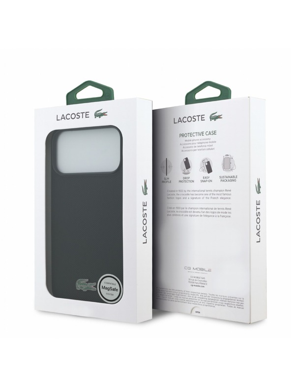 Lacoste Lacoste PVC Iconic Petit Pique Metal Logo MagSafe Stražnji poklopac za iPhone 18 Pro Max Black