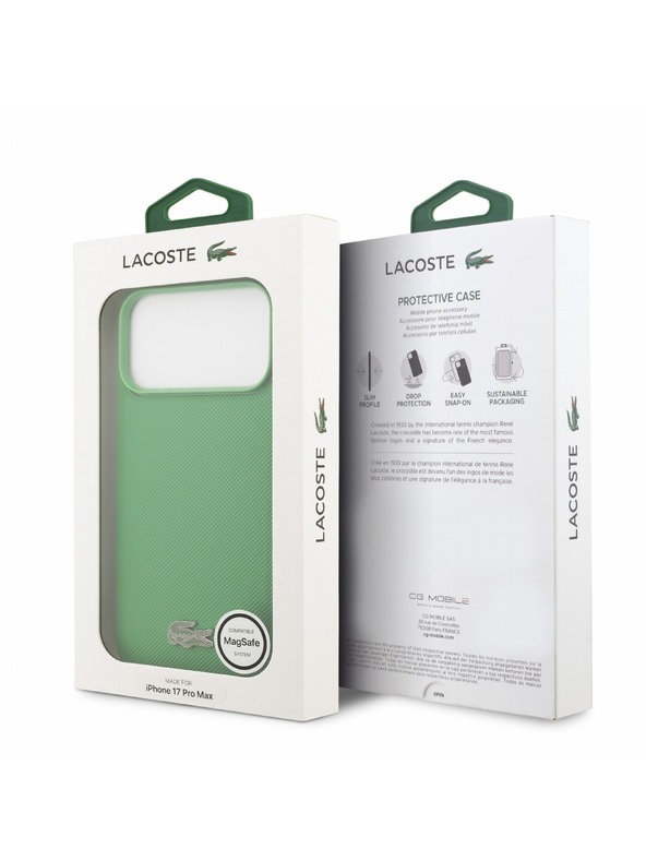 Lacoste Lacoste PVC Iconic Petit Pique Metal Logo MagSafe Stražnji poklopac za iPhone 18 Pro Max Estragon