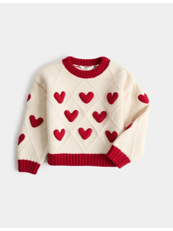 Marks & Spencer Pulover sa hakom vezenim uzorkom srca (2–8 godina) Marks & Spencer kremasta