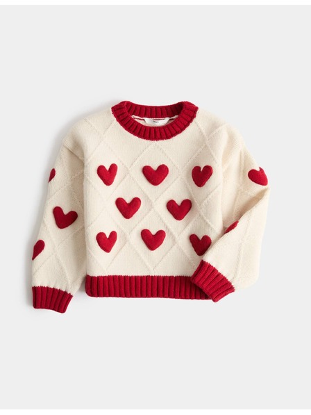 Marks & Spencer Pulover sa hakom vezenim uzorkom srca (2–8 godina) Marks & Spencer kremasta