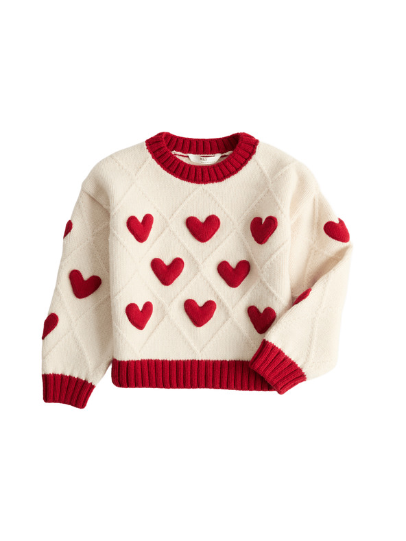 Marks & Spencer Pulover sa hakom vezenim uzorkom srca (2–8 godina) Marks & Spencer kremasta