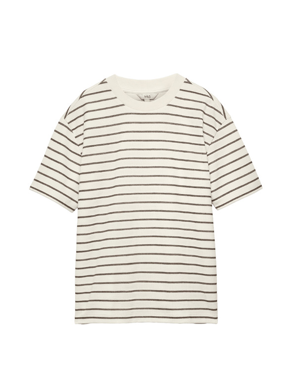 Marks & Spencer Breton majica sa teksturom i visokim udjelom pamuka Marks & Spencer smeđa