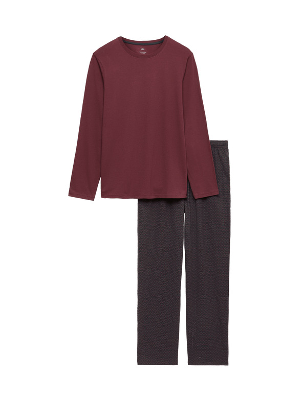 Marks & Spencer Pidžama komplet od 100% pamuka sa geometrijskim printom Marks & Spencer crvena