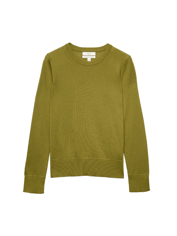 Marks & Spencer Pulover sa V izrezom od čiste merino vune Marks & Spencer zelena