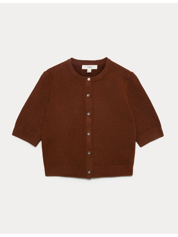 Marks & Spencer Skraćeni cardigan sa dugmadima sprijeda i zračnim prđom Marks & Spencer smeđa