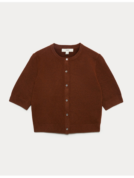 Marks & Spencer Skraćeni cardigan sa dugmadima sprijeda i zračnim prđom Marks & Spencer smeđa