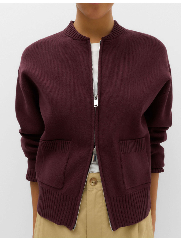 Marks & Spencer Pleteni bomber cardigan na rajsferšlus Marks & Spencer crvena