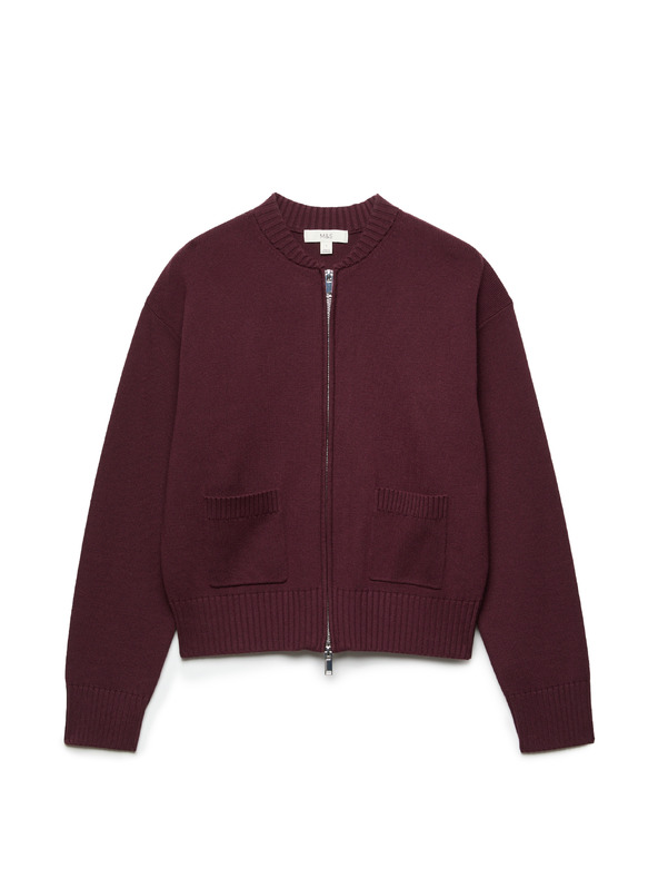 Marks & Spencer Pleteni bomber cardigan na rajsferšlus Marks & Spencer crvena