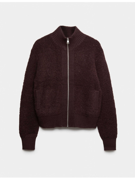 Marks & Spencer Bomber cardigan sa stojećim ovratnikom od bukleta i vune Marks & Spencer smeđa