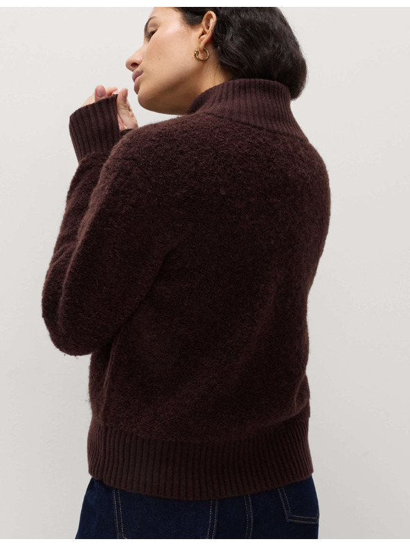 Marks & Spencer Bomber cardigan sa stojećim ovratnikom od bukleta i vune Marks & Spencer smeđa