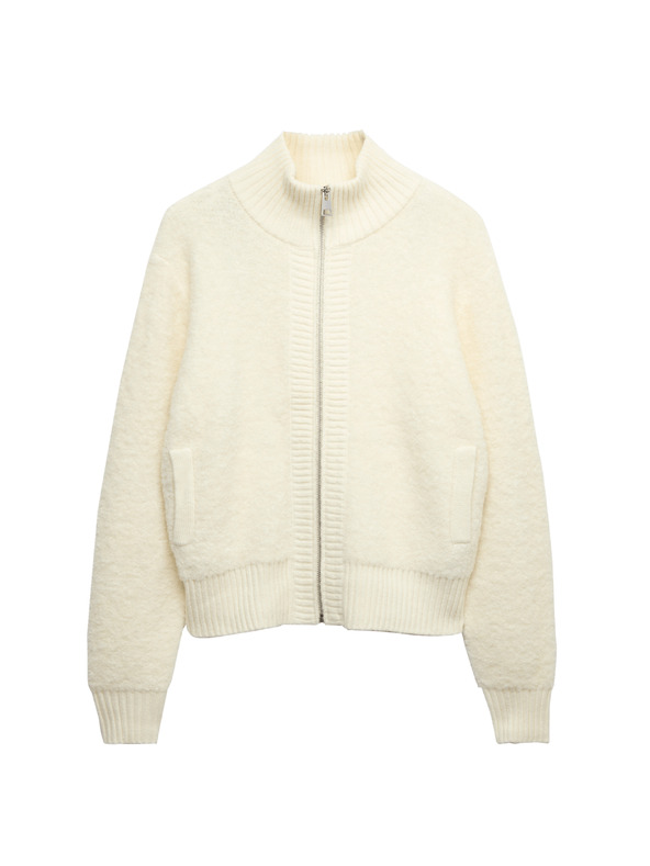 Marks & Spencer Bomber cardigan sa stojećim ovratnikom od bukleta i vune Marks & Spencer kremasta