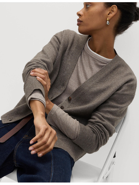 Marks & Spencer Cardigan sa dugmadima od zračnog pređa sa V izrezom Marks & Spencer smeđa