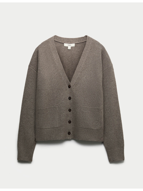 Marks & Spencer Cardigan sa dugmadima od zračnog pređa sa V izrezom Marks & Spencer smeđa