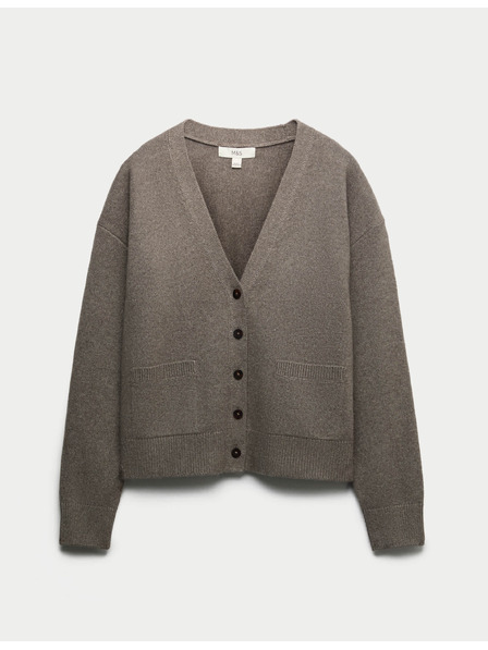 Marks & Spencer Cardigan sa dugmadima od zračnog pređa sa V izrezom Marks & Spencer smeđa
