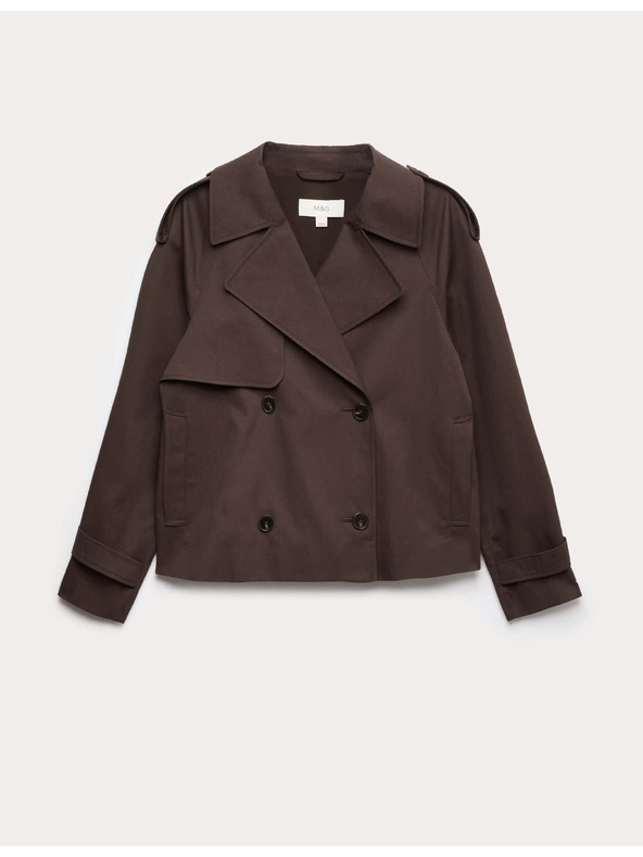 Marks & Spencer Kratka trench jakna od čiste pamuka Marks & Spencer smeđa