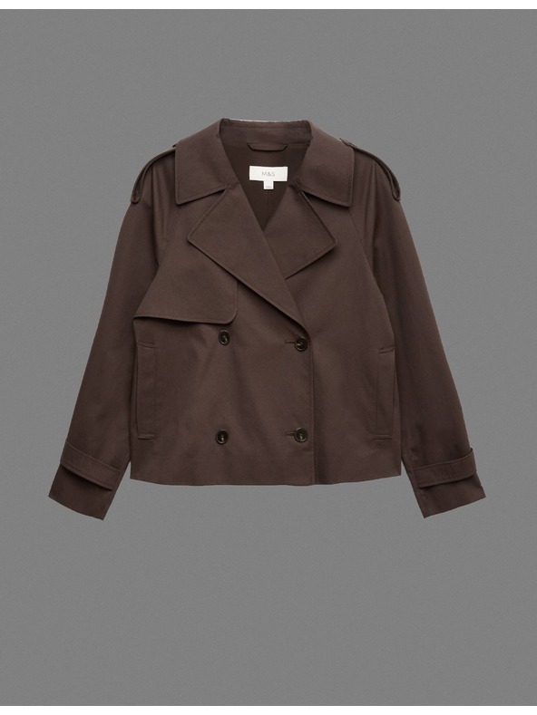 Marks & Spencer Kratka trench jakna od čiste pamuka Marks & Spencer smeđa