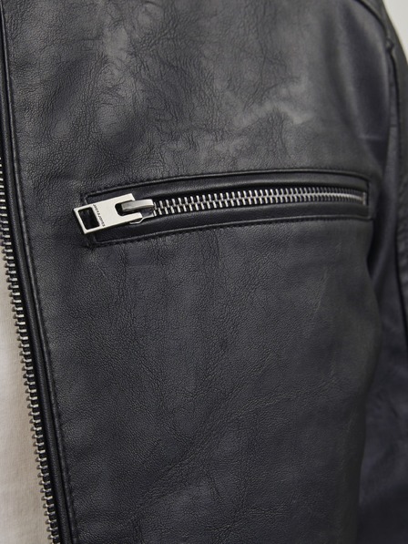 Jack & Jones JJEDYLAN crna muska kozna jakna