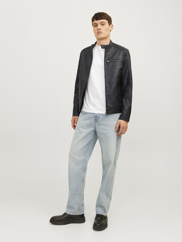Jack & Jones JJEDYLAN crna muska kozna jakna