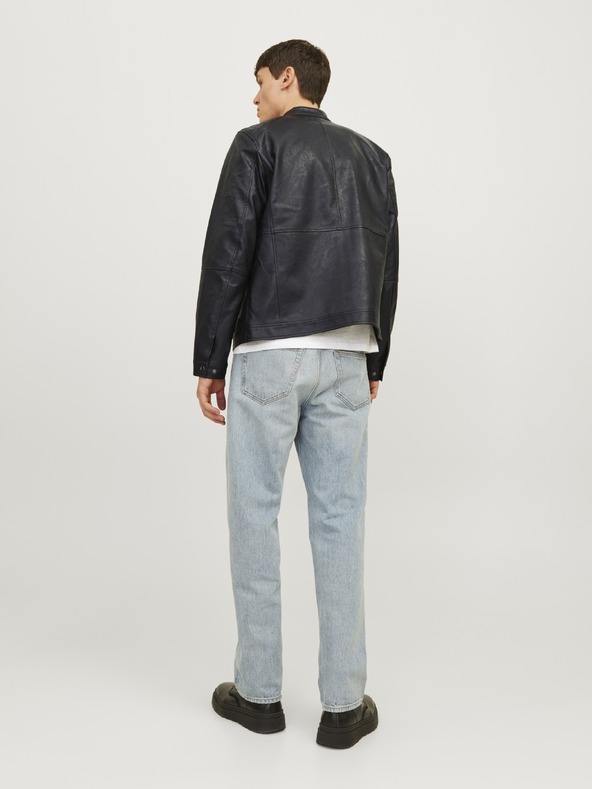 Jack & Jones JJEDYLAN crna muska kozna jakna