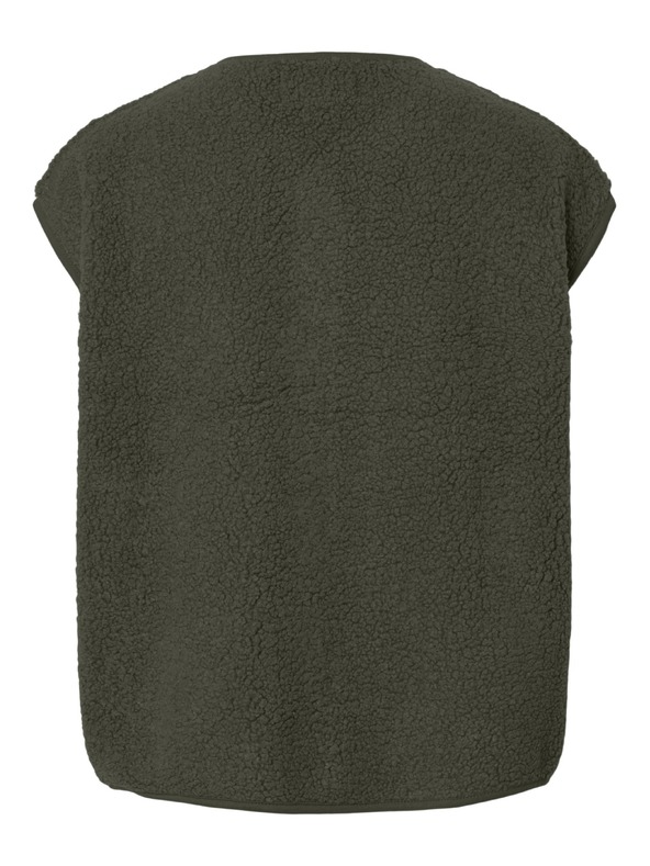 Pieces Plišana prsluk KATTY tamno zelena