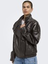 Jacqueline de Yong Tamno smeđa kožna bomber jakna RAYE
