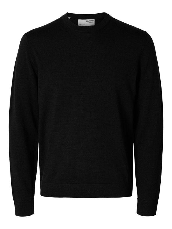 SELECTED Muški merino pulover crni