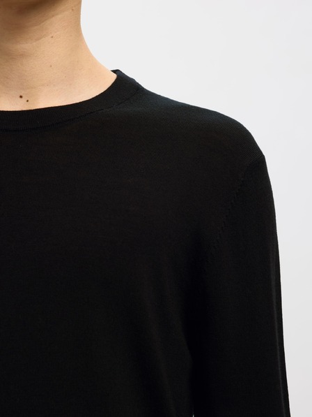 SELECTED Muški merino pulover crni