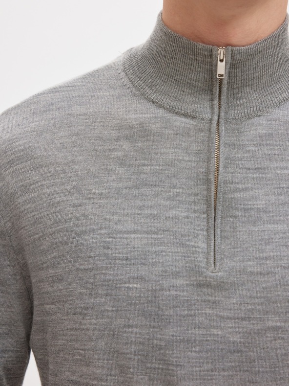 SELECTED Muški pulover na rajsferšlus kod vrata grey melange