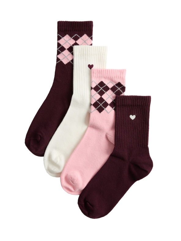 Marks & Spencer Set od 4 para čarapa do gležnja s visokim udjelom pamuka i geometrijskim uzorkom Marks & Spencer crvena