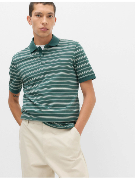 Marks & Spencer Prugasta polo majica od čiste pamuka tinturane u predi Marks & Spencer zelena