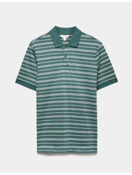 Marks & Spencer Prugasta polo majica od čiste pamuka tinturane u predi Marks & Spencer zelena