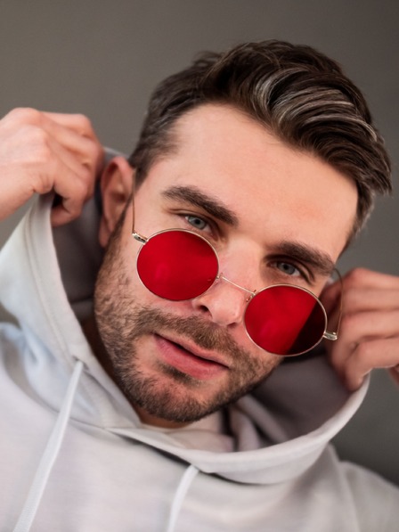 VEYREY VeyRey linen sunglasses Gunnel gold frame red lenses