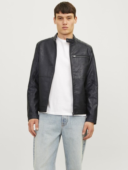 Jack & Jones JJEDYLAN crna muska kozna jakna