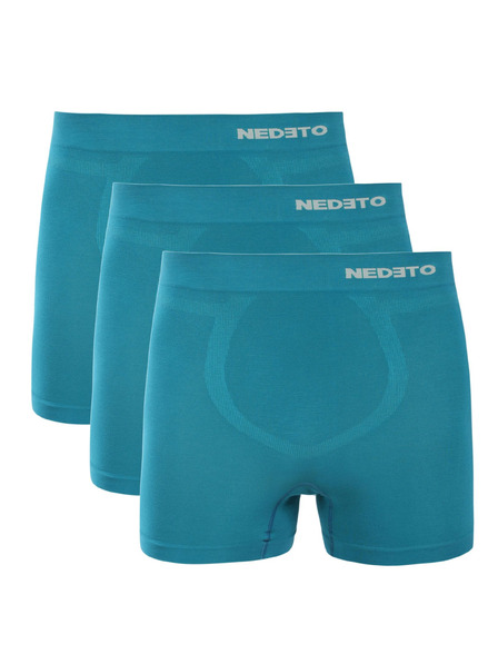Nedeto Kompletan set od tri - Muške bokserice Nedeto bezšavne bambusne tirkizne