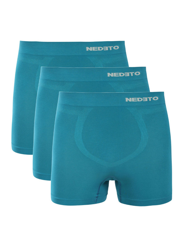 Nedeto Kompletan set od tri - Muške bokserice Nedeto bezšavne bambusne tirkizne