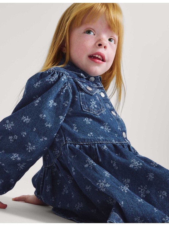 Marks & Spencer Denim cvjetne haljine (2–10 godina) Marks & Spencer mornarsko plava