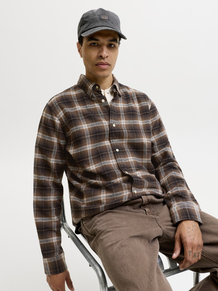 Jack & Jones Flanelaška karirano uzorovana moška košulja smeđa