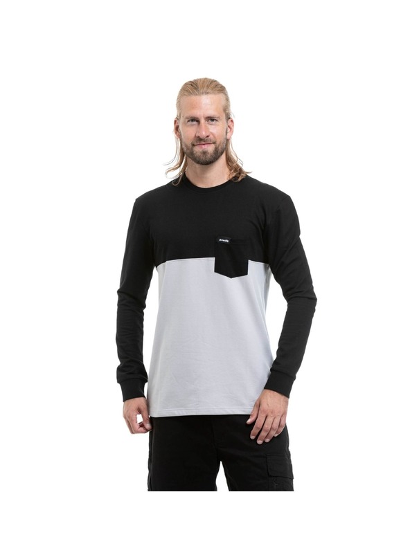 Meatfly Muška majica dugih rukava Meatfly Harvey Black / Quiet Gray