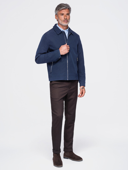 Ombre Clothing Muška laka prijelazna jakna na rajsferšlus s klasičnim ovratnikom – tamno plava V1 OM-JANP-0224 Ombre Clothing